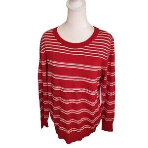 Liz Claiborne Red & White Striped Sweater Medium NWT